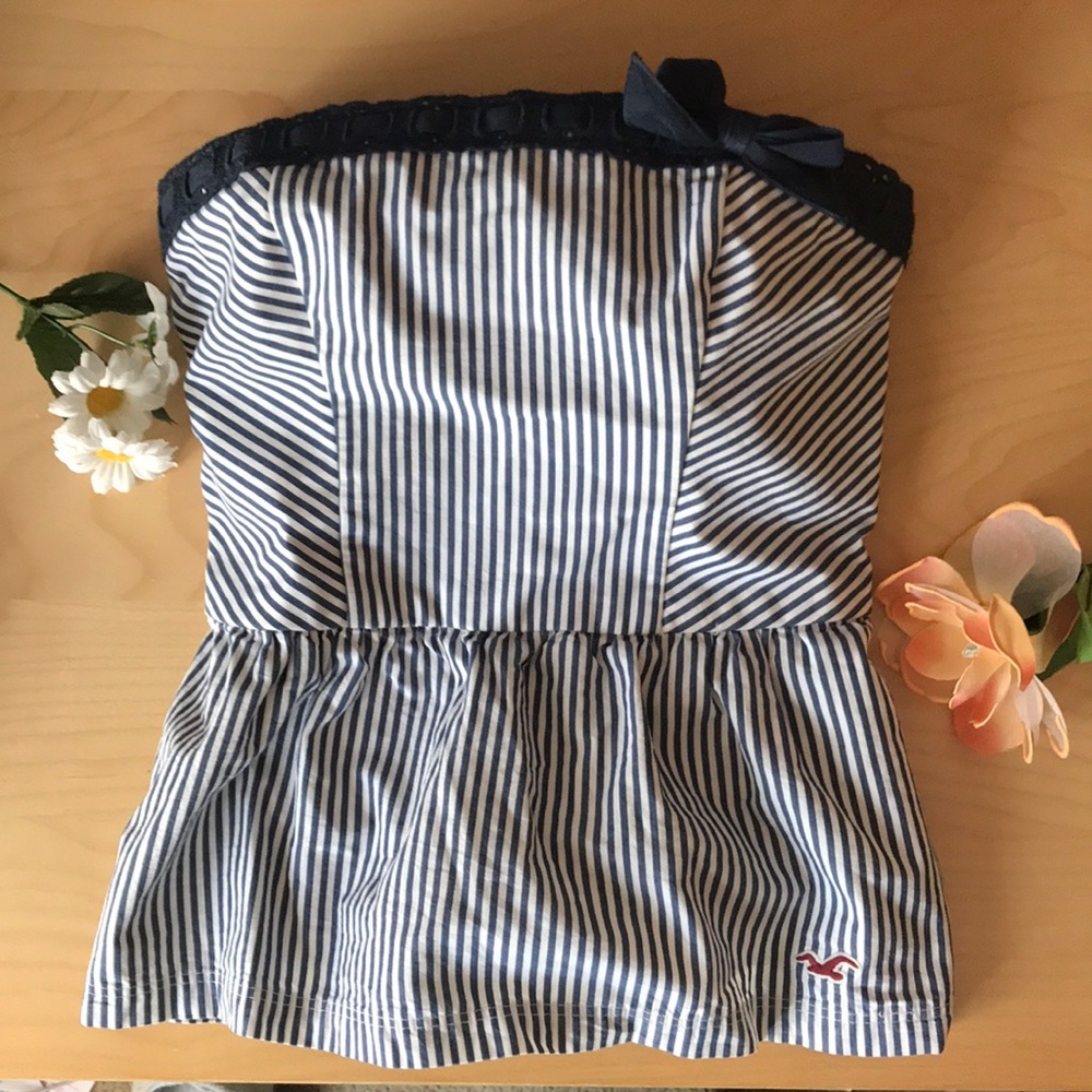 Strapless Striped Hollister Top with Bow Details